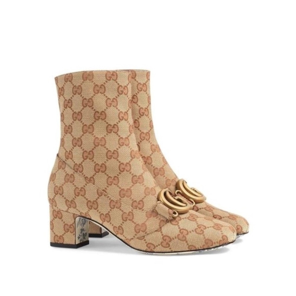 Gucci‎ Victoire GG-Canvas Ankle Boots Size 37.5